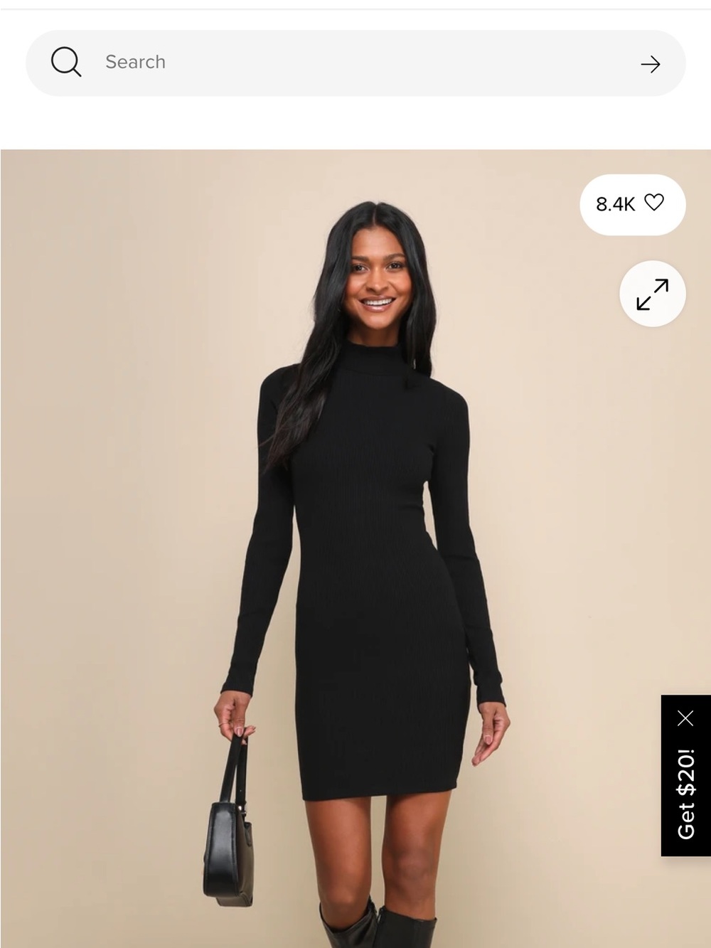 Lulu's Black Long-Sleeve mock neck Mini Dress